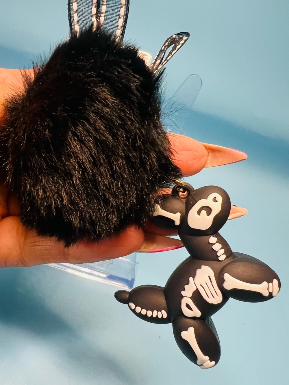 Princess Accessories Halloween Skeleton Balloon Dog Pom Pom Keychain NWT
